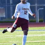 Edwin Vallacillo kicks off the ball to his defense after the Bainbridge goal.