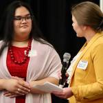 Kingston High School sophomore Viapaia Woo-Ching (left) is honored for her leadership at the annual Regional Awards Ceremony for the Washington Association of School Administrators. NKSD courtesy photos.