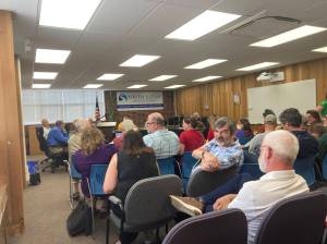 Audience members pack the May 17 meeting of the South Kitsap school board. Elisha Meyer/Kitsap News Group