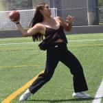 Tiffany Le shows off her arm during the first NK practice. Nicholas Zeller-Singh/Kitsap News Group Photos