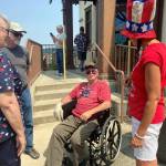 Vietnam veteran Art Ward thanks the drivers for bringing the decorated jeeps to them. Elisha Meyer/Kitsap News Group Photos