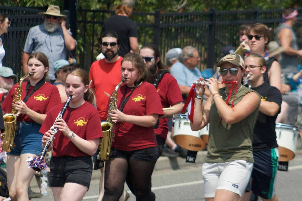The Kingston High School marching band played some tunes at the parade.