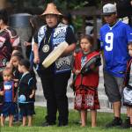 Nicholas Zeller-Singh/Kitsap News Group Photos
Several local tribes share their songs and dances Friday during coastal sharing at Chief Seattle Days in Suquamish, which runs through the weekend.