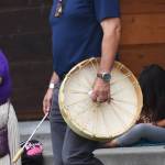 Suquamish chairman Leonard Forsman takes part in coastal sharing.