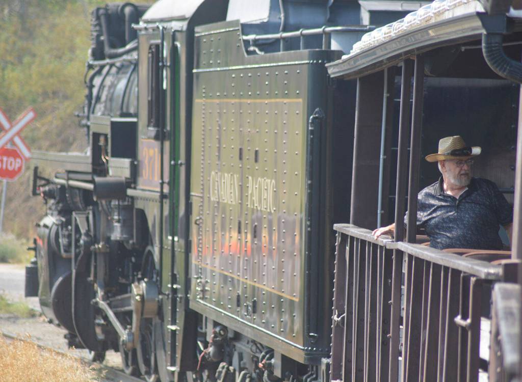 The train often carries up to 220 passengers, but because of wildfires only about 25 rode this day.