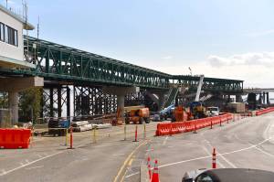 Nancy Treder/Kitsap News Group
New pedestrian walkways were installed at the Bainbridge Island ferry terminal during the week of Sept. 6-12. They will open to the public later this fall. Its part of a $33 million fix by the state Department of Transportation.