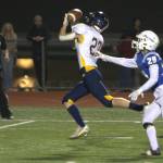 Bainbridge wide receiver Isaac Sellers secures a touchdown grab thrown by freshman backup quarterback Nathaniel Putman.