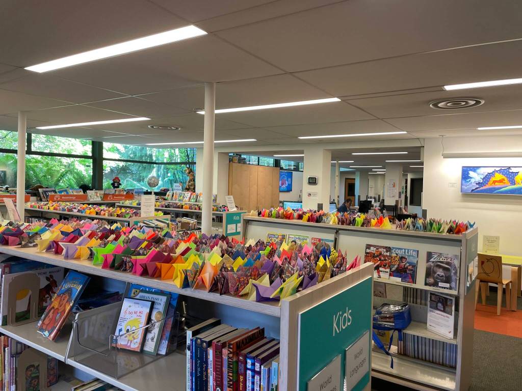 Brynn Blanchard courtesy photo
Origami dogs on display in the childrens section of the Bainbridge library.