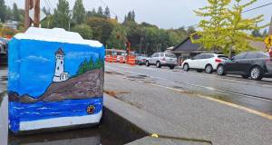 Elisha Meyer/Kitsap News Group
Drivers waiting at those annoying red lights now have some fresh art to check out along Bay Street.