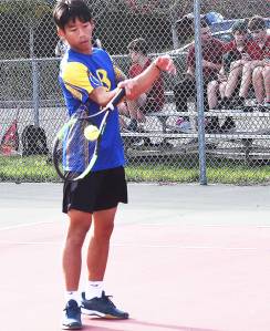Nicholas Zeller-Singh/Kitsap News Group Photos
Bremertons Joseph Cao wins his singles match.