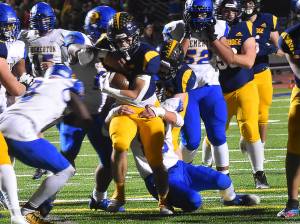 Nicholas Zeller-Singh/Kitsap News Group Photos
Spartan Garrett Goade rushes for the final touchdown of the game.