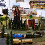 A family enjoys checking out the trains on display at the Kitsap Mall.