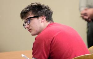 Elisha Meyer/Kitsap News Group
Eli Gregory listens to the words of Kyra Sero, who offers some rare courtroom forgiveness before he is sentenced.