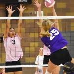 Nicholas Zeller-Singh/Kitsap News Group Photos
Kingstons Taizah Franklin earns a couple of blocks against Sequim.