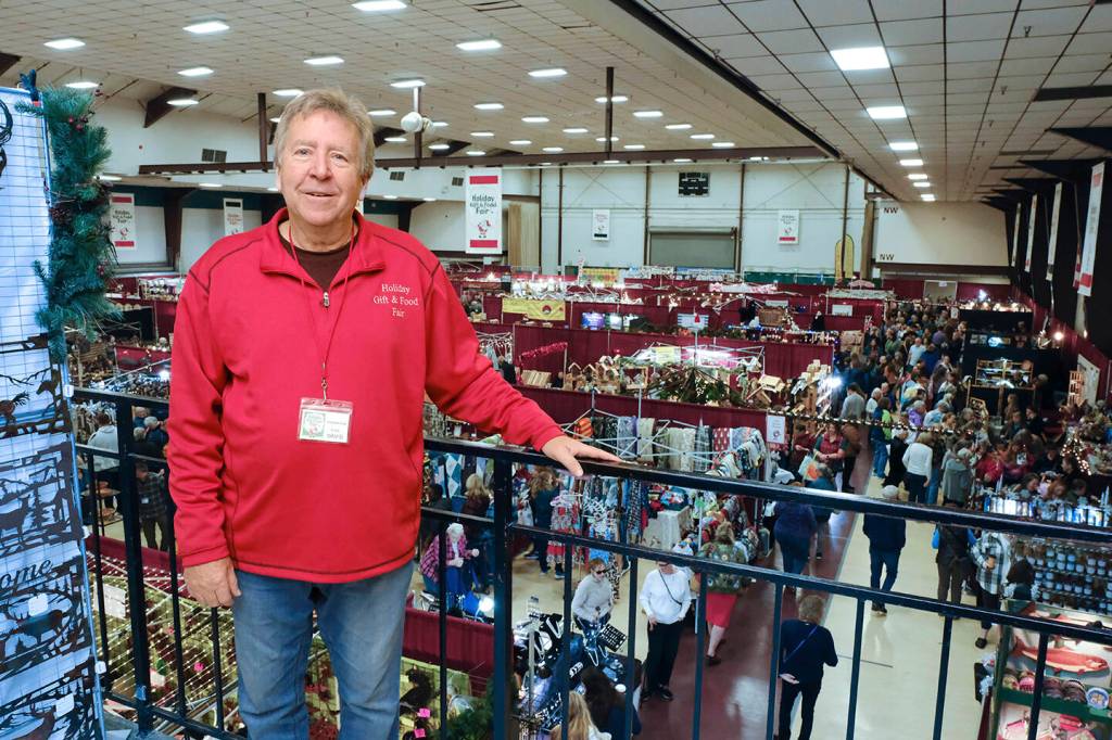 Organizer David Andersen looks over this years crowd at the gift show.