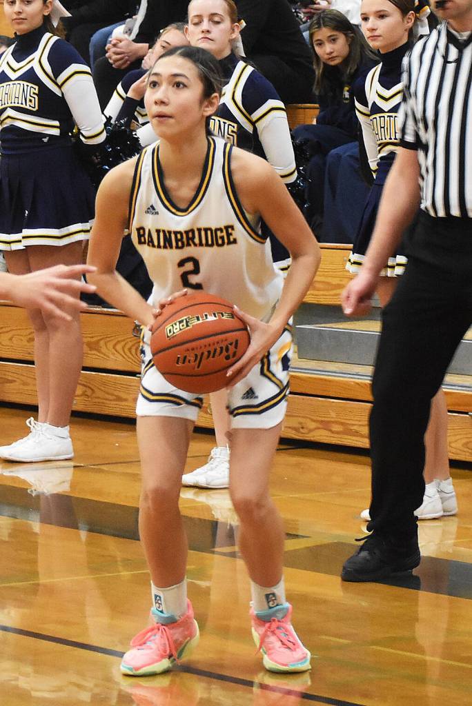 Bainbridges Hannah Bounketh nails five points in the fourth quarter.