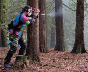Damon Williams/Kitsap News Group Photos
One of the participants in the field fires a shot at an opponent.