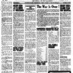 The paper telling readers World War II is over.