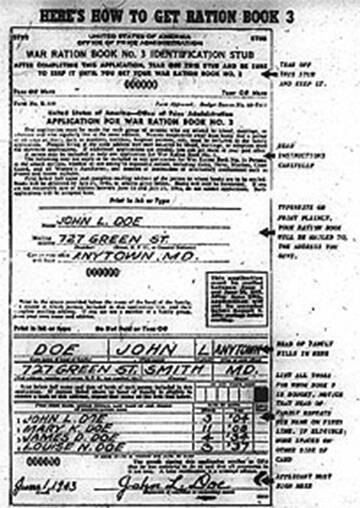 The paper showed readers how to fill out a ration form.
