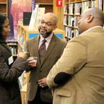 Elisha Meyer/Kitsap News Group Photos
KRL executive director Jason Driver (second from left) speaks with guests at the ceremony for the newly renamed Martin Luther King Jr. branch.