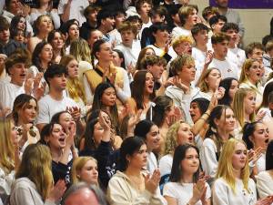 Nicholas Zeller-Singh/Kitsap News Group Photos
The Bainbridge student section packs the visitor bleachers.