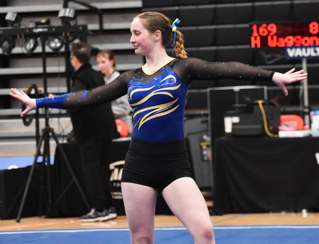 Spartan Shawna Smith competes in the floor exercise.
