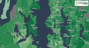 Molly Hetherwick/Kitsap News Group
Screen capture of a census-designated map demonstrating average life expectancy for the immediate Puget Sound region, with data circa 2015. Most trends are consistent.