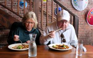 Elisha Meyer/Kitsap News Group
Debbie and Tom Ryan enjoy a meal inside the new Khao Soi restaurant in Port Orchard.