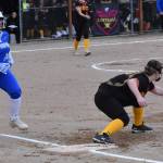 Nicholas Zeller-Singh/Kitsap News Group photos
Kingstons Aaide Gollger catches the throw before Olympics Brenda Morrison reaches first base.