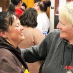 Rebecca Careaga, left, shares an emotional hug with Sunshine Golden outside the courtroom.