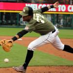 Elisha Meyer/Kitsap News Group photos
A bad throw gets by SK first baseman Anthony Flashey.