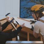 Molly Hetherwick/Kitsap News Group photos
Hyla upper level science teacher Erik Saksa, left, assists student Stirling Thornburgh with the placement of a wooden faschia.