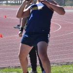 Spartan Matthew Grant finishes second in the shot put event.