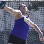 Viking Corrine Aala wins the girls discus event.