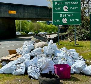 Kitsap County courtesy photo
A bagged pile of trash picked up from the Gorst corridor.