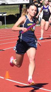 Nicholas Zeller-Singh/Kitsap News Group photos
Bainbridges Arden De Lanoy competes in the girls 4x200 relay.