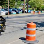 Elisha Meyer/Kitsap News Group photos
Traffic stops prior to the Bay-Bethel roundabout construction with the painted concrete barriers visible on the roads side.