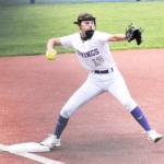 NKs Maddy Syverson turns the double play.