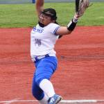 Trojan Brenda Morrison pitches at districts.