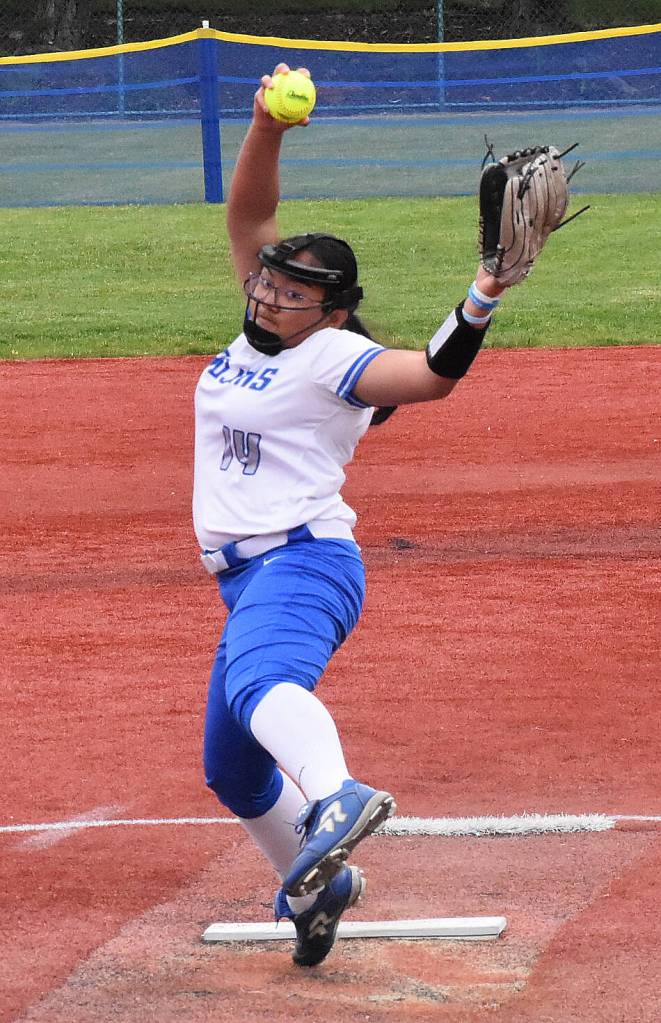 Trojan Brenda Morrison pitches at districts.