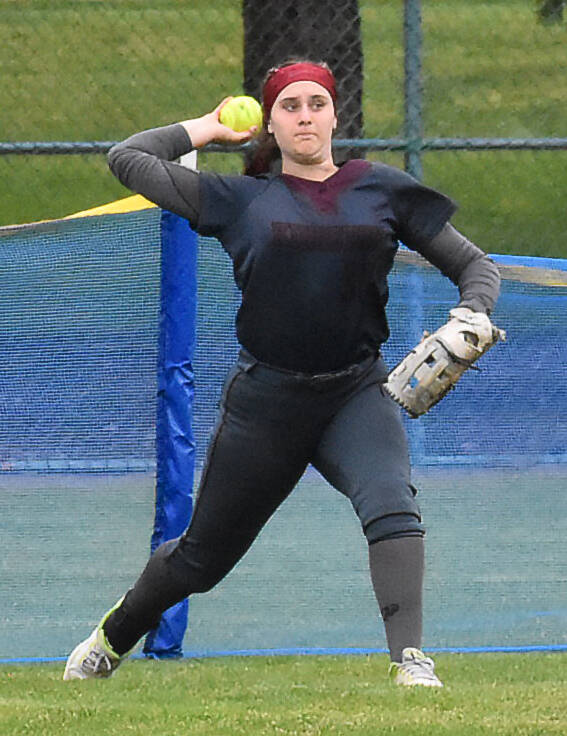 Kingstons Tegan Stanford attempts to throw out a runner.