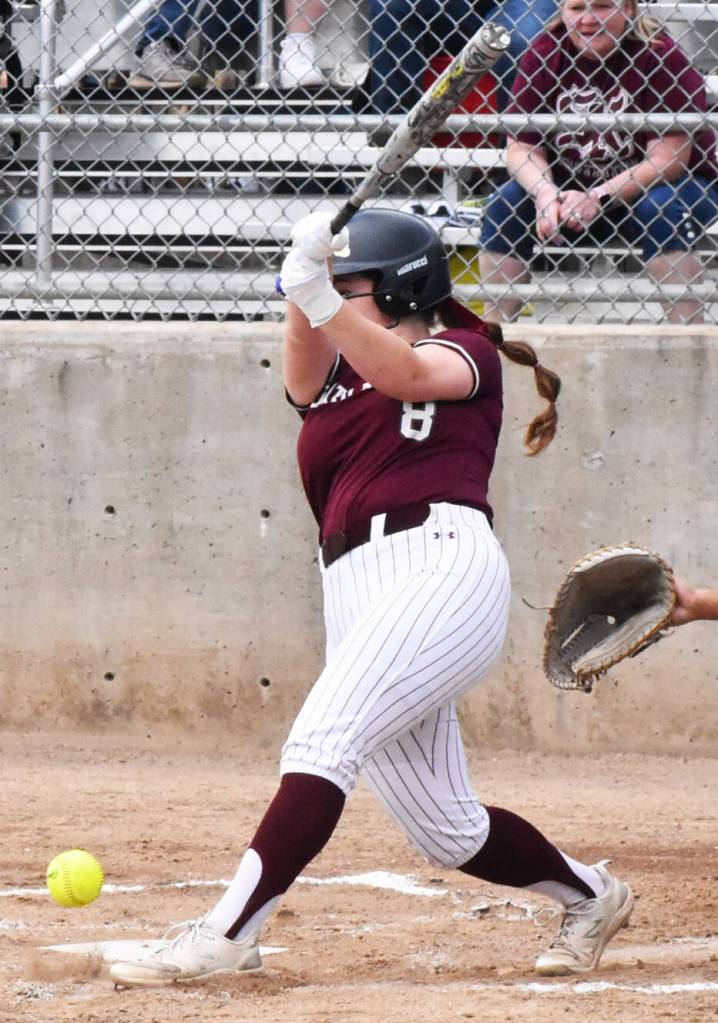SKs Ryleigh Wotzka hits a grounder.