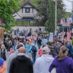 Crowds line the streets of downtown Poulsbo just before the start of the parade.