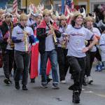 The Husky saxes look like they are having a grand old time despite the rain.