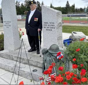 Peter Gammell/Kitsap News Group photos
Bill Beck, past commander of American Legion Bainbridge, was at the memorial for those from Bainbridge who died in combat.