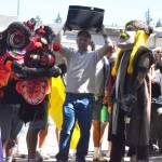 Nicholas Zeller-Singh/Kitsap News Group photos
Noah Sorenson and the mascots celebrate a parade around the school.