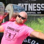 George Clark lifts an incredible 128-pound weight with one arm at Samson Fest 2024.