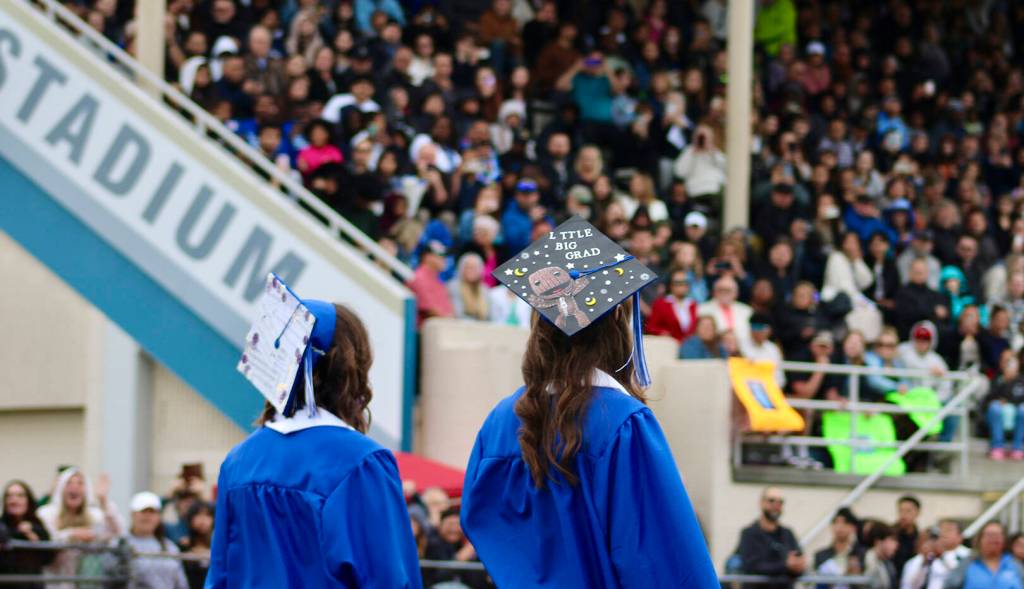 Crowds packed the stands at Olympics football stadium to welcome the class of 2024 to graduation.