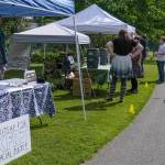 Booths are set up early on at the event.