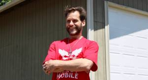 Elisha Meyer/Kitsap News Group
Douglas Beedles reps a Mercy Mobile shirt and a genuine smile as he continues working to avoid addiction.